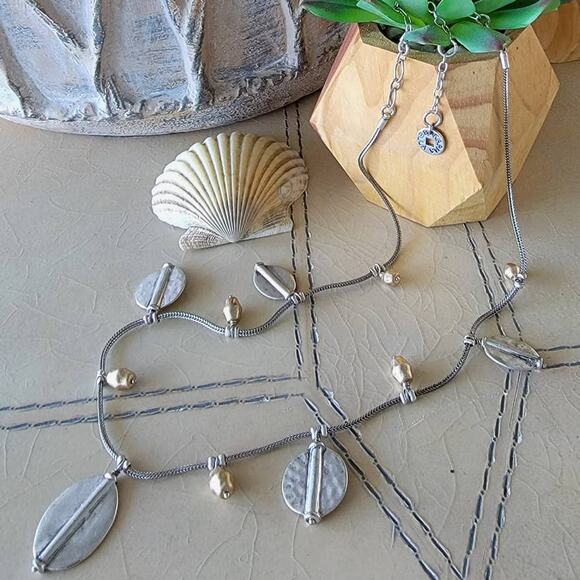 Karma bella Matte silver gold boho necklace - Picture 1 of 5